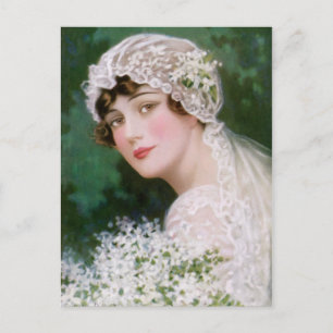 Braut im Vintage-Stil Postkarte