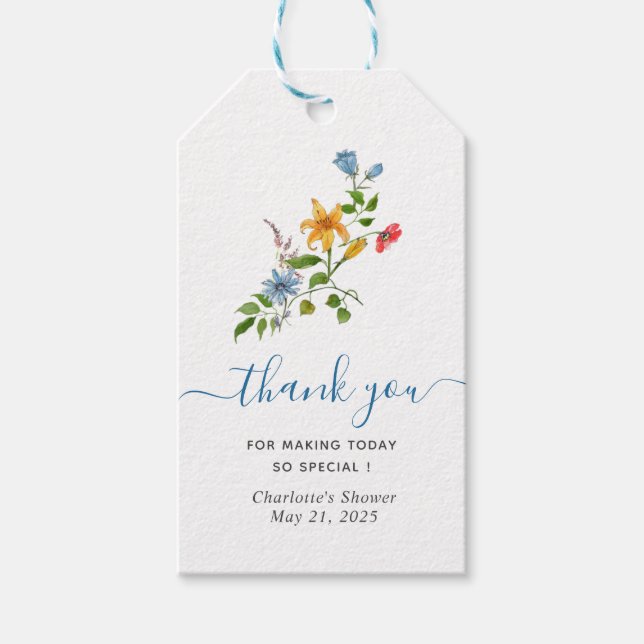 Braut in Blüte Floral Brautparty vielen Dank Geschenkanhänger (Vorderseite)