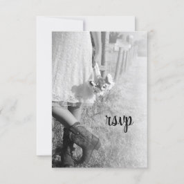 Braut in Cowboy Boots mit Sonnenblumen Hochzeit RS RSVP Karte