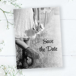 Braut in Cowboy Boots Sonnenblume Save the Date Ankündigungspostkarte