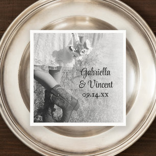 Braut in Cowboy Stiefel, Sonnenblumen Country Wedd Serviette