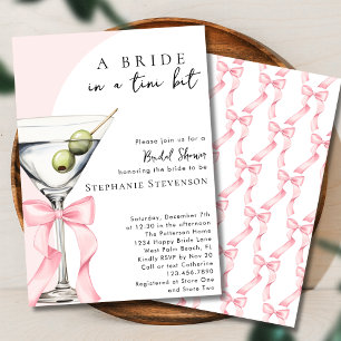 Braut In Einem Rosa Schleifchen Martini Junggesell Einladung