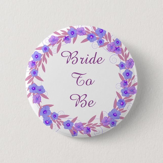 Braut in Lavendel Blumenkranz Button (Vorderseite)