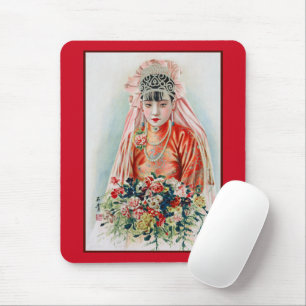Braut in Rot auf einer chinesischen Hochzeit in Sh Mousepad