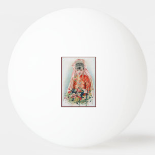 Braut in Rot auf einer chinesischen Hochzeit in Sh Tischtennisball