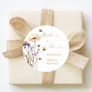 Braut in spe Wildblumen Elfenbein Brautparty Runder Aufkleber