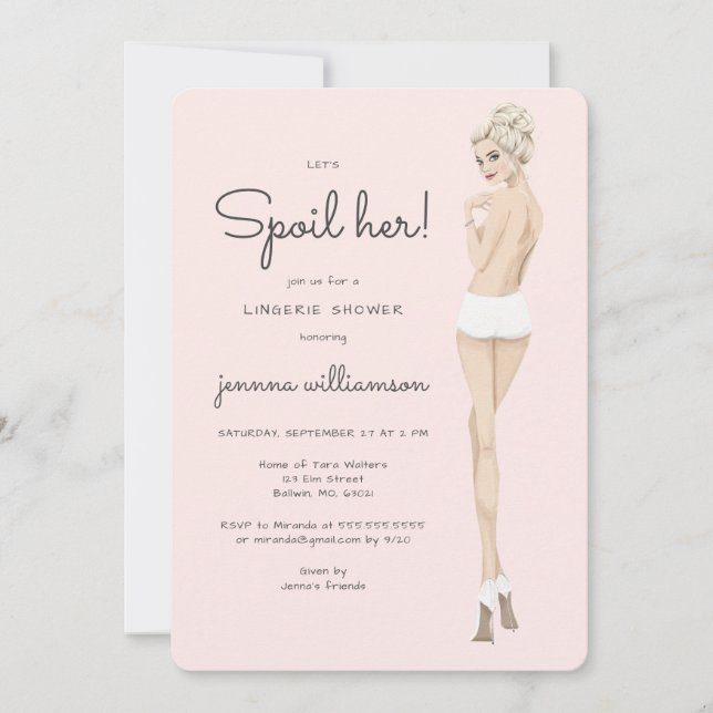 Braut in Underwear Lace Lingerie Brautparty Einladung (Vorderseite)