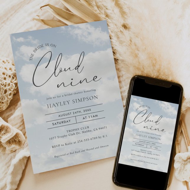 Braut ist auf Cloud Nine Brautparty Einladung (Von Creator hochgeladen)