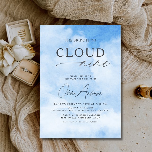 Braut ist auf Cloud Nine Brautparty Einladung (Von Creator hochgeladen)