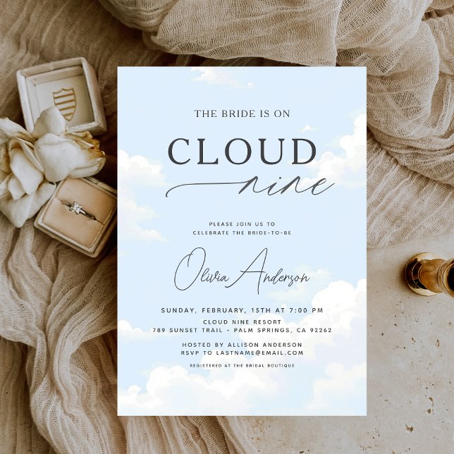 Braut ist auf Cloud Nine Brautparty Einladung (Von Creator hochgeladen)