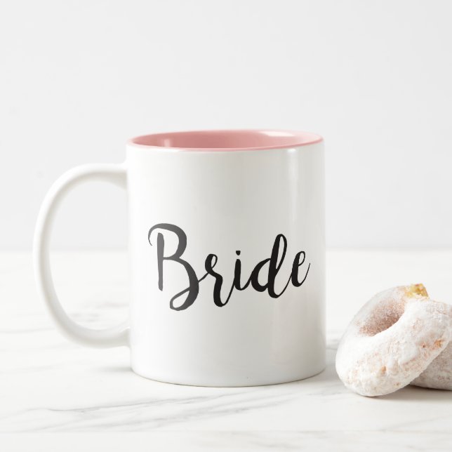 Braut-Kaffee-Tasse Minimalistic Hochzeits-Geschenk Zweifarbige Tasse (Mit Donut)