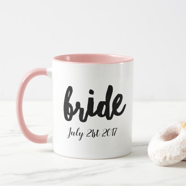 Braut mit individuellem Hochzeitdatum Tasse (Mit Donut)