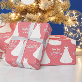 Braut mit langes Brautparty rosa Geschenkpapier