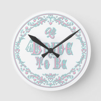Braut mit Schleier, Extravagant rosa - Aquamarin V Runde Wanduhr