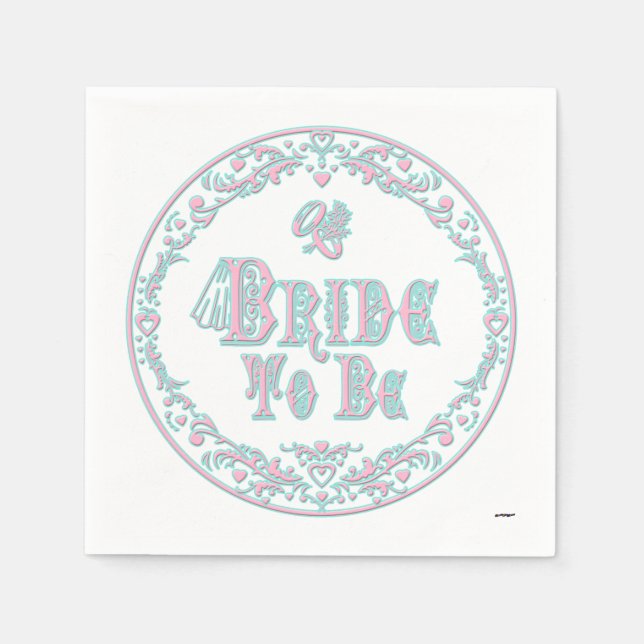 Braut mit Schleier, Extravagant rosa - Aquamarin V Serviette (Vorderseite)