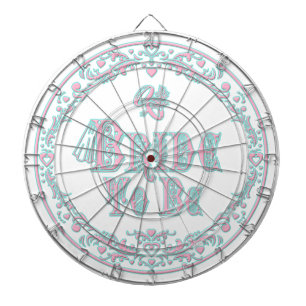 Braut mit Schleier, Fancy Pink - Teal Vintage Dartscheibe