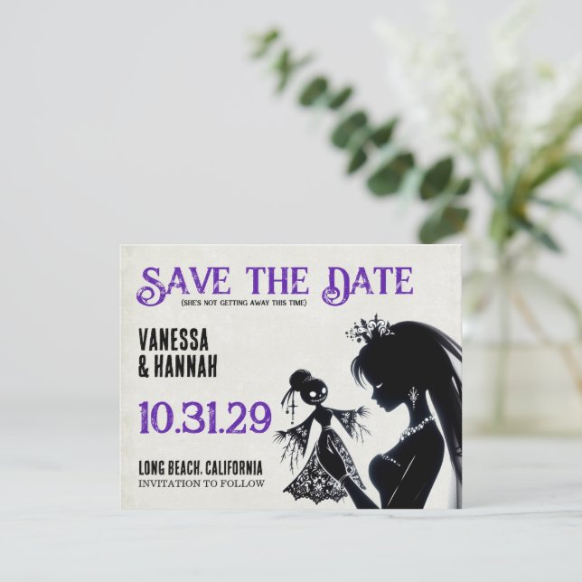 Braut mit Voodoo Doll Bride Save The Date (Stehend Vorderseite)