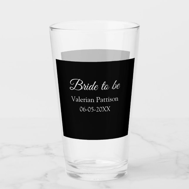 Braut Name Datum schwarz weiß Junggesellinnenabsch Glas (Vorderseite)