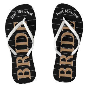 Braut nur verheiratete Imitate Gold auf Schwarz od Flip Flops