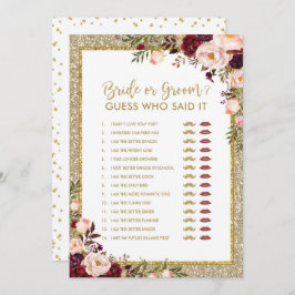 Braut-oder Bräutigam-GoldGlitzer-Brautparty-Spiel Einladung