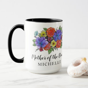 Braut- oder Bräutigam-Mutter-Bouquet mit Namen Tasse