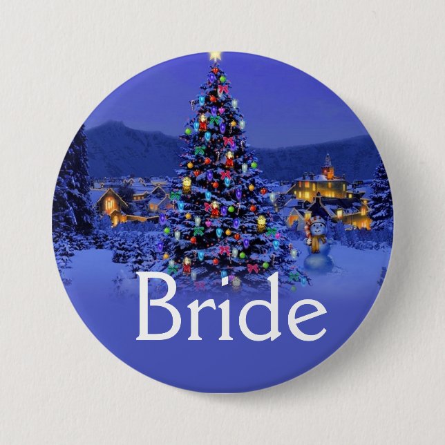 Braut oder Bräutigam vintage Weihnachtshochzeit Button (Vorderseite)