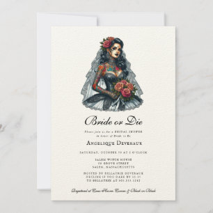 Braut oder Die Elegant Goth Bridal Dusche Einladun Einladung