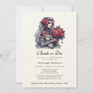 Braut oder Die Elegant Goth Bridal Dusche Einladun Einladung