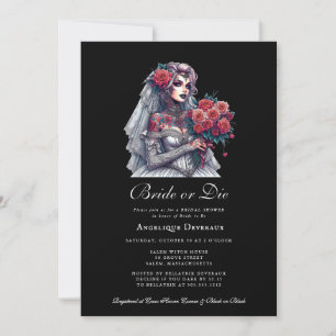 Braut oder Die Elegant Goth Bridal Dusche Einladun Einladung