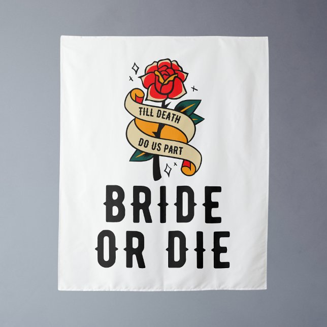 Braut oder Die Hintergrund bis Tod uns Teil gotisc Wandteppich (Bride Or Die Backdrop Till Death Do Us Part Gothic
)