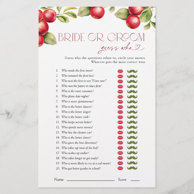 Braut oder Groom Ratgeber, die Apple Brautparty (Vorderseite)