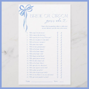 Braut oder Groom Ratgeber, wer Blue Bow Duschspiel