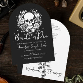 Braut oder Tod Floral Skull Junggesellinnenabschie Einladung