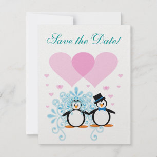 Braut Pinguin Save the Date Einladung