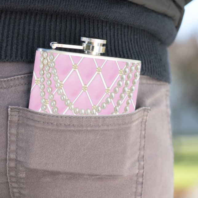 Braut Pink Parisian Thema Brautparty Flachmann (Beispiel)