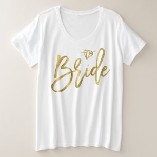 Braut Plus-Size V-Ausschnitt T-Shirt Faux-Gold-Dia