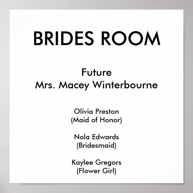 BRAUT-RAUM, FutureMrs. Macey Winterbourne, Oli… Poster (Vorne)