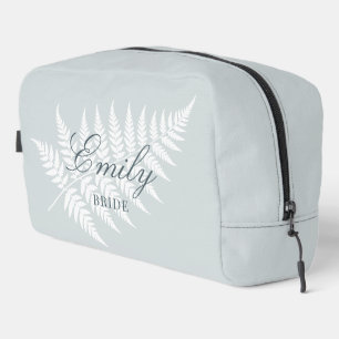 Braut-Reise Dusty Blue White Fern Waschbeutel