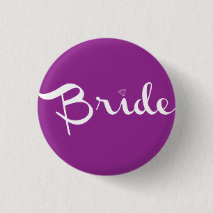 Braut Retro Schrift Weiß Button