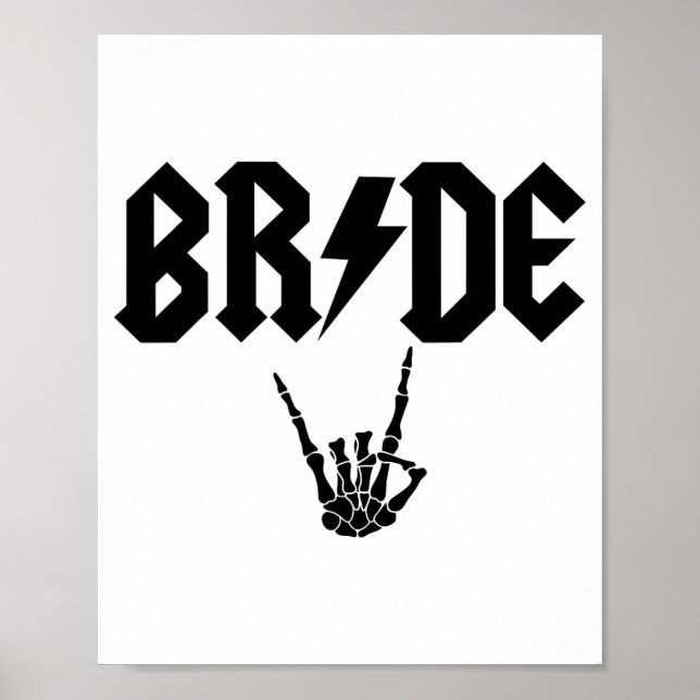 Braut Rock N Roll Skeletthand Halloween Junggesell Poster (Vorne)