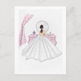 Braut, rosa, handgezeichnete Abbildung Postkarte