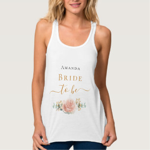 Braut-rose-goldene Blumen-Eukalyptus-Grün Tank Top