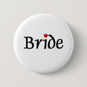 Braut (rote Herzen) Button