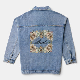 Braut-Schriftzug Moderne Wasserfarbe Florale Hochz Jeansjacke