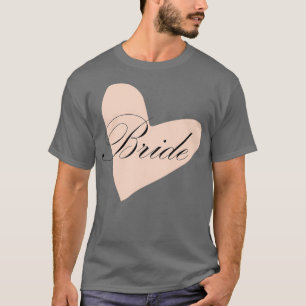 Braut schwarz auf rosa Herz T-Shirt
