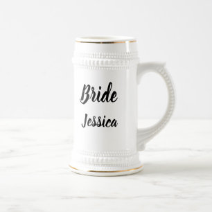 Braut Schwarz Elegantes Skript Geschenke Stylische Bierglas