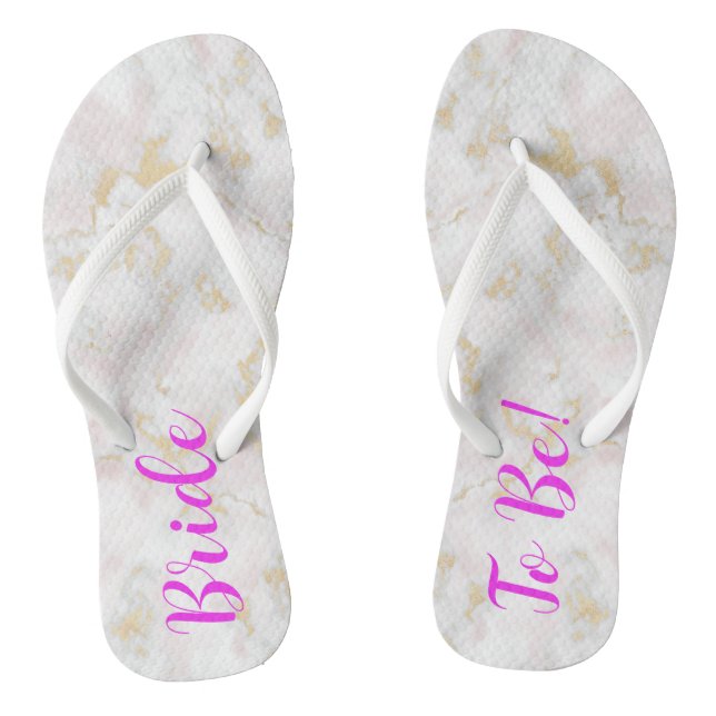 Braut sein! Rosa Goldmarmorflecken Flip Flops (Fußbett)