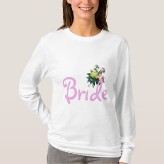 Braut-Shirt mit vintage rosa und gelben Rosenblume T-Shirt