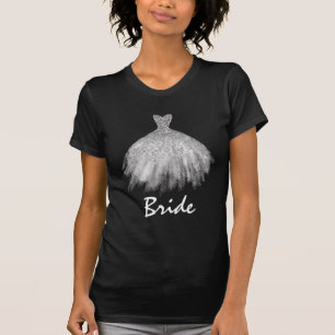 ** Braut Silberner Glitzer Weißes Kleid T-Shirt