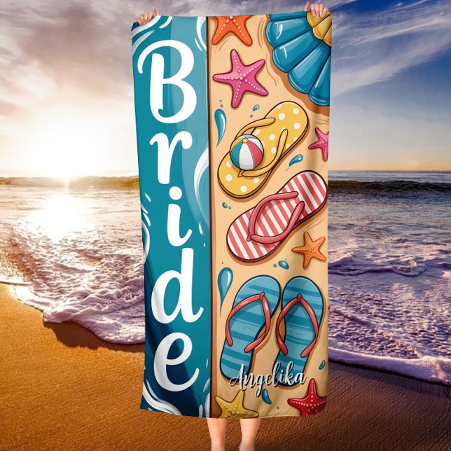 Braut Sommer Strand Vibes Flip-Flops Hochzeit Strandtuch (Von Creator hochgeladen)